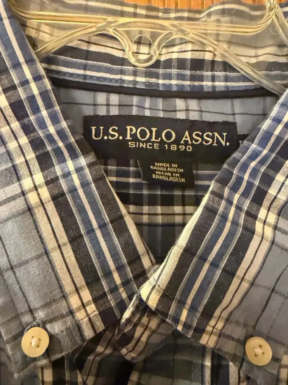 U.S. Polo Assn. Long Sleeve Plaid Button Down Shirt Blue